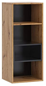 Mirjan24 Hängeschrank Olier WISZ PION, Hängevitrine, Vitrinenschrank, Universal Regal, Medienregal, Dekoregal, Wohnzimmer Schrank (Eiche Artisan/Eiche Artisan + Schwarz)