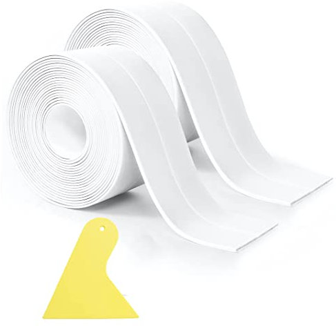 Nastro Sigillante Impermeabile Adesivo Adesivo per Decorare Cucina, Bagno, Vasca da Bagno, WC, Parete, Pavimento, 2 Rotoli da 6.4 M, Bianco