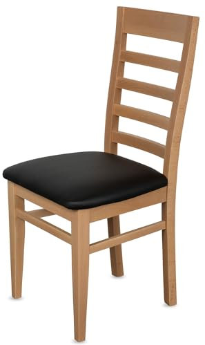 KEHO Esszimmerstühle 2er Set (CH62) - bis 150 kg - Aus massivem Buchenholz - Stühle Esszimmer - Fertig montiert (Natur - Schwarz)