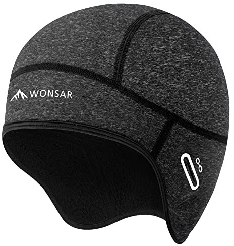 wonsar Wintermütze, Winddichte Fahrrad Mütze Winter, Helm-Unterziehmütze für Herren Damen, Mütze Fahrradhelm, Radmütze, Fahrrad Zubehör, Sportmütze, Radfahren Skifahren Laufmütze