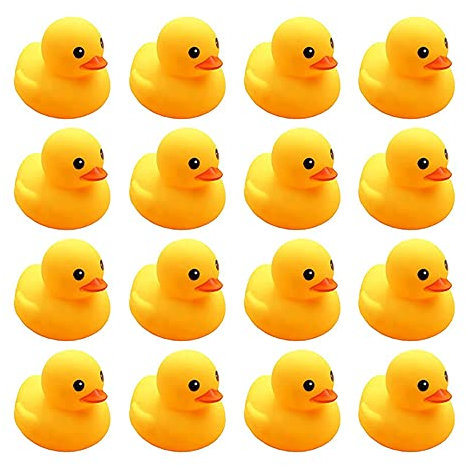 Bath Duck Toys 16 Pcs Yellow Rubber Ducks Squeak and Float Duckies Baby Shower Toy Party Decoration for Toddlers Boys Girls