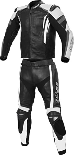 Büse Track Due Pezzi da Donna Tuta in Pelle della Moto (Black/White,54)