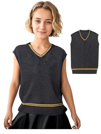 Seaehey Pulls Pull en Tricot à Col V Pullover Cosplay Kostüm Weste V-Neck sans Manches Pulls en Tricot Gilet Sweatshirt Magicien Robe Halloween Carnaval