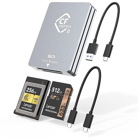 CFexpress-Kartenleser Typ B 10 Gbps usb 3.2 Gen2, Dual-Slot mit CFexpress B und SD, USB-C-Kabel