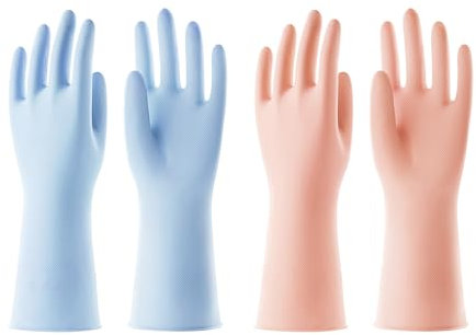 COOLJOB Gants de nettoyage, 2 paires de gants ménagers parfumés réutilisables, gants antidérapants et imperméables en latex pour la cuisine, la vaisselle et la lessive (2 paires)