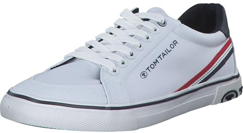 TOM TAILOR Herren Sneaker 5380050008 - atmungsaktive Schuhe für Männer - edle Business Schuhe - Bequeme Low Top Freizeitschuhe Weiß GR44