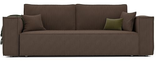 Schlafsofa 3 Sitzer mit Bettkasten 240 x 105 cm Braun | 240 x 105 cm, Bequem sitzen, Schlaffunktion, Wohnzimmer und Gäste, Integrierter Bettkasten