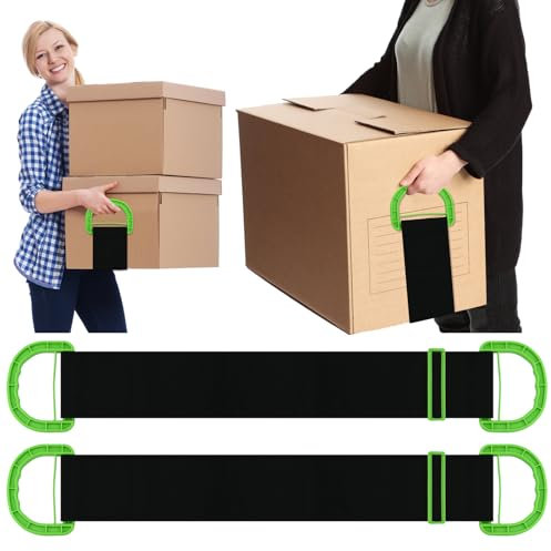 2 Pack Heavy Lifting Straps - 600lbs(300kg) Max Adjustable Retractable Carrying Strap, Single or Multi-Person Strap, Multipurpose Moving Belt for Heavy Objects, Goods, Furniture