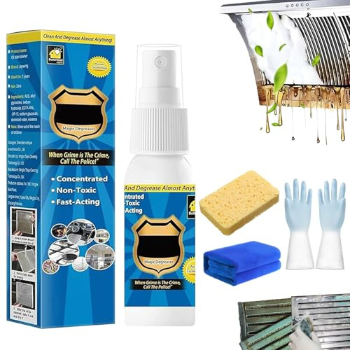 Magisk avfettningsspray, köksrengöring sprayavfettare, multifunktionell tvättfri rengöringssprej, mångsidig rengöring, rengöringsspray för alla ändamål, för gasspis med huva (1 st)