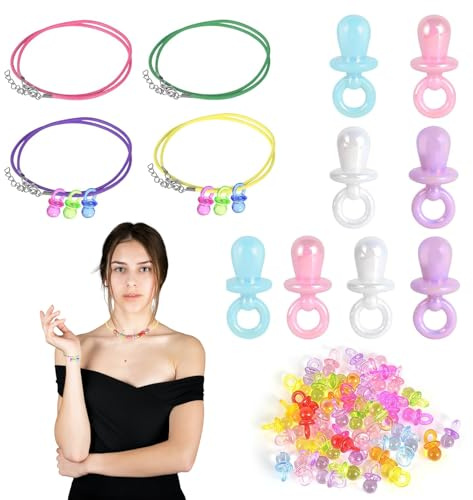 Catena per ciuccio anni '90 ciuccio collana tatuaggio choker collana 90 corda di cera decorativa ciuccio in plastica per feste a tema 80 anni '90