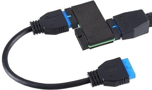 Aicharynic Divisor de placa base USB 3.0 de 19 pines, cable de panel frontal USB, 1 a 2 cables de extensión, diseño modular, USB 30 de 20 pines, cable divisor de alta velocidad con chip para ordenador