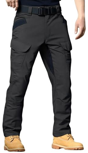 Générique Pantalon Tactique Cargo pour Homme Treillis Militaire Randonnée Chasse Pantalon Combat Stretch Séchage Rapide Pantalons de Travail Noir 3XL