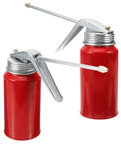 MUELODSIC 2pcs Manual Pump Oil Cans with Nozzle Metal Oil Bottles for Precise Engine and Motorcycle Household Vehicle Use Refillable