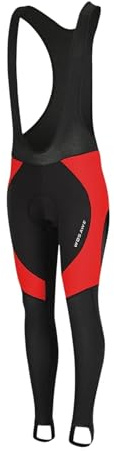 WSQHAO Pantalon à Bretelles de Cyclisme for Hommes, Short Thermique réfléchissant d'hiver avec, Pantalon Coussin Gel, Long pour Hommes(Red,XL)