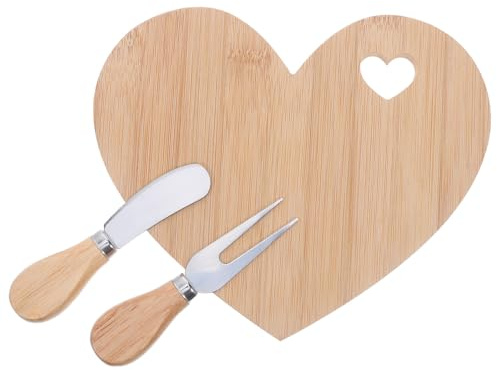 DECORNIJIA Tagliere da Portata in Legno a Forma di Cuore Vassoio di Formaggi e Affettati per Anniversari e Feste Piatto per Servire Snack con Design Resistente e Facile da Pulire