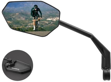 ROCKBROS Bike Mirror 360°Adjustable Bike Mirror for Handlebars HD Glass Lens Anti-glare Rotatable Bar End Rear View Mirror for Bike Ebike Motorcycle (Carbon Fiber - Left)