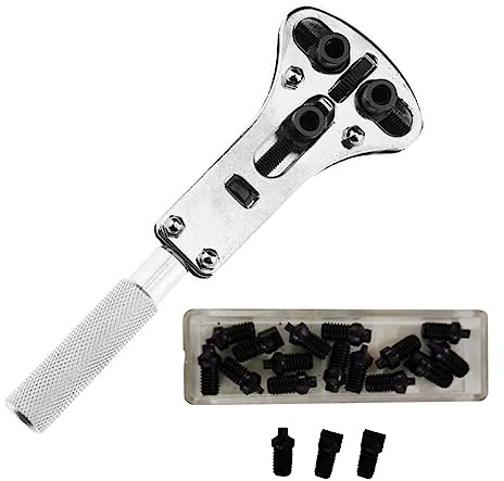 Satz Uhrenreparaturset, 3-Punkt Schraubenschlüssel, Schraube für Gehäuse Entfernungswerkzeug, verstellbare Uhrenrückseite für Gehäuseöffner, Batterie, Ersetzen des Uhrenrückseiten professionell