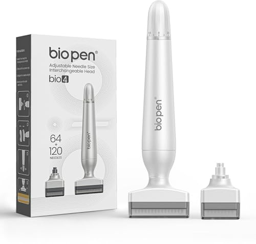 Dr. Pen 2026 Ultima Bio 4 Microneedling Derma Stamp Profesional – Sistema Dual con 120 y 64 Agujas de Titanio, Ajustable 0-3mm, Derma Stamp para Crecimiento de Pelo, Barba y Anti-Aging, Absorción +60%