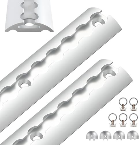 Airlineskena aluminium 2 x 1 m, lastskenor halvrund form, anodiserad lastskena med 5 lastöglor och 4 ändlock, hög stabilitet och hållbarhet, för släpvagnar, lastbilar, campare, silver