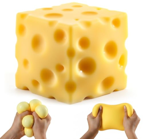 Squishy Fromage Slow Rising, Jouet Fromage Jaune à Presser, Jouet Anti Stress Doux, Fidget Toy Sensoriel à Malaxer pour Bureau École Maison, Cadeau Enfants Adultes (jaune1)