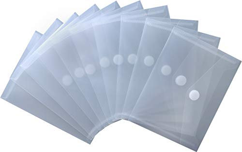 Dokumententaschen Sammelmappen / 10 Stück/Sichttaschen A6 quer transparent natur- Dokumentenmappe mit Klappe und Klettverschluss, NEUTRAL