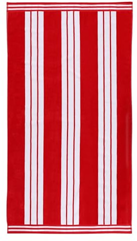 Superior Collection Serviettes de Plage luxueuses en Coton peigné Jacquard Rayures Cabana Rouge 43 x 5 x 30 cm