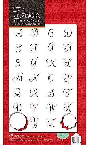 Designer Stencils Emily's Mini Monogram Set Cookie Stencil, Beige/semi-transparent, 1 inch letters
