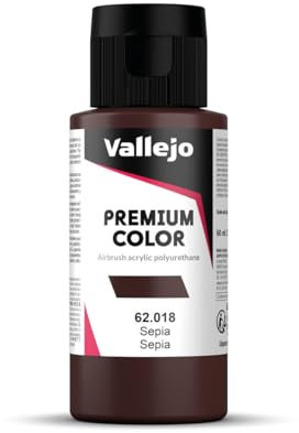 Vallejo Premium Color Acrylfarbe Sepia, 60 ml, für Aerografen, hohe Widerstandsfähigkeit gegen Manipulation und Stöße, ideal für feine Details und kreative Projekte, Serie Premium.