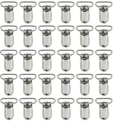 25pcs 1 Pacifier Suspender Clips, Marrywindix Pacifier Clips for Making Pacifier Holders Bib Clips Toy Holder Silver