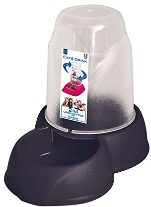 Distributeur automatique d'eau ou de nourriture pour chat ou chien ou petit rongeur, taille Médium 1,6 litres pour eau ou croquettes, avec patins anti dérapants,