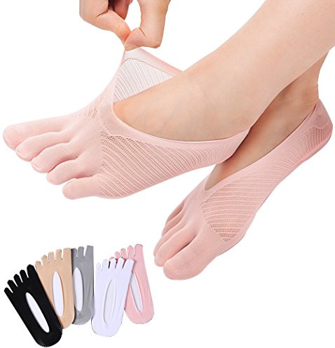 MOAMUN 5 Pairs Thin Toe Socks for Women, Mix, Size 4-8