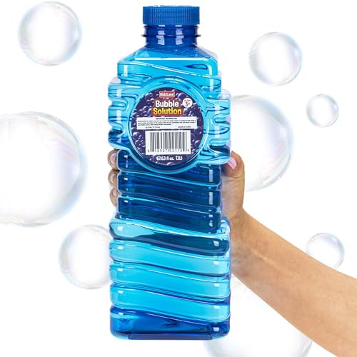 Kidzlane Bubbles Solution Refill 67.63 oz - Large and Easy-Grip Bottle for Bubble Machine, Guns, and Wands - Toddler Liquid Refill for Ages 3 and Above - Basket Filler and Party Favor