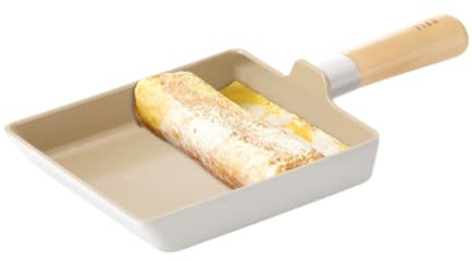 FIKA Küche Tamagoyaki-Pfanne mit Holzgriff, japanische Omelett-Bratpfanne, Induktionskompatibel, gesundes Kochen, hergestellt in Korea (15 cm)