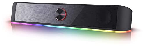 Redragon GS560 Adiemus RGB Desktop Soundbar, 2.0 Channel Computer Speaker with Dynamic Lighting Bar Audio-Light Sync/Display, Touch-Control Backlit with Volume Knob, USB Powered w/ 3.5mm Cable