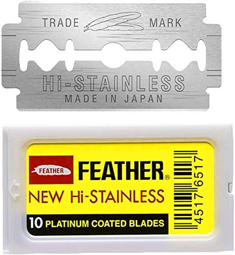 THE SHAVE FACTORY 10 Feather Double Edge Razor Blades, Yellow