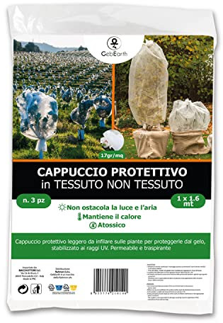 GebEarth® | Tessuto Non Tessuto per Piante, Copri Piante Inverno, Cappuccio TNT Antigelo 17 gr/m² 【1 x 1,6 m - 3 Cappucci】