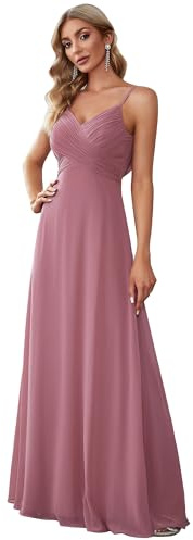 Ever-Pretty Vestiti da Damigella Donna Lungo Scollo a V Senza Maniche Linea ad A Chiffon Senza Schienale Orchidea 44