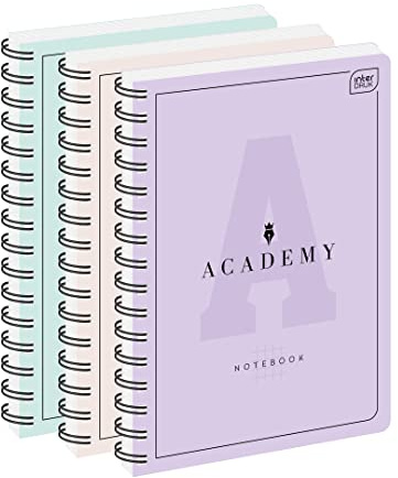 A5 fyrkantig anteckningsbok – ritblock – trådbunden – 200 sidor – 90 gsm högkvalitativt superslätt papper – rundade hörn – ACADEMY PASTEL – 5-pack