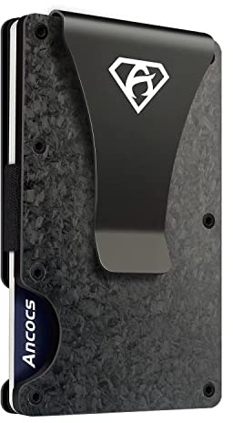 Carbon Fiber Credit Card Holder with Metal Money Clip -NFC RFID Blocking Slim Metal Wallet Purse for Men（Forged Carbon）