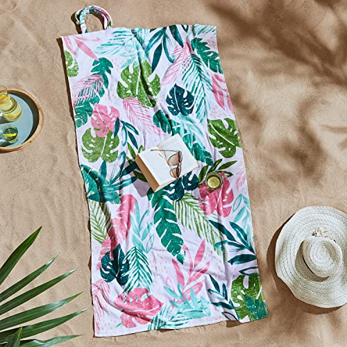 Catherine Lansfield Tropical Palm Cotton Beach Towel in a Bag