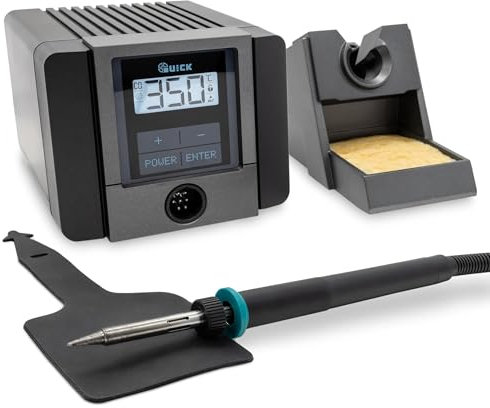 QUICK TS1100 digital regelbare Lötstation ESD 70-90 Watt 200-450°C professionell sensorgeregelt SMD Lötstation kalibrierbar mit 3 Fest-Temperatur-Speichern und 0,5mm Lötspitze