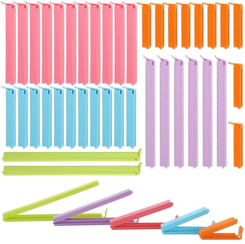 Yoosso 40 PCS Pinzas Bolsas Alimentos, 6/8/11/14,5/18cm Clips para Cerrar Bolsas de Comida Clips de Plástico para Alimentos para sellar Caramelos Cereales Nueces Snacks (5 Colores)