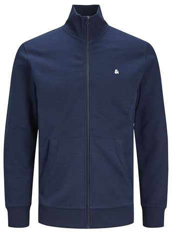 JACK & JONES Male Sweatshirt with Zip Plus Size Plain Sweatshirt with Zip, Blazer navy, XXXXXXXXL