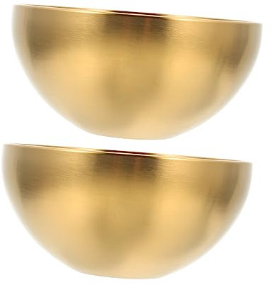 Cabilock 2 Uds Cuenco De Acero Inoxidable Recipientes Para Ensaladas Recipientes Para Postres Recipientes Para Aperitivos Para Bebés Cuencos De Cocina De Metal Cuenco Dorado Cuenco Para