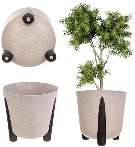 KADAX Cache-pot avec insert intérieur, pot de fleurs rond en plastique pour l'intérieur et l'extérieur (blanc, 21 cm)