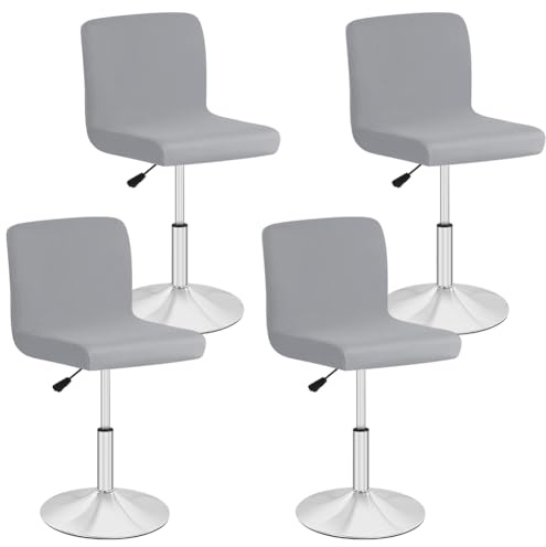 Zinueen Set med 4 stolsöverdrag för matsalsbar, avtagbart och tvättbart barstolsöverdrag, expanderbart överdrag för svängbar barnstol, kort pall (grå)