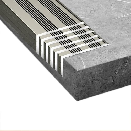 HAEKEBC 6 Pezzi Profilo Angolare per Gradini in Alluminio 120cm, Profilo per Bordi Scale per Gradini Antiscivolo, Protezione per Porte di Piscine(Light Grey,120cm/48in)