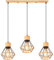 3 Flammige Pendelleuchte Vintage Industrie Hängelampe Schwarz E27 Lampe aus Holz und Metall mit Hanfseil Geometrischem Käfig Hängeleuchte Retro Deckenleuchte für Wohnzimmer Esstisch Küche