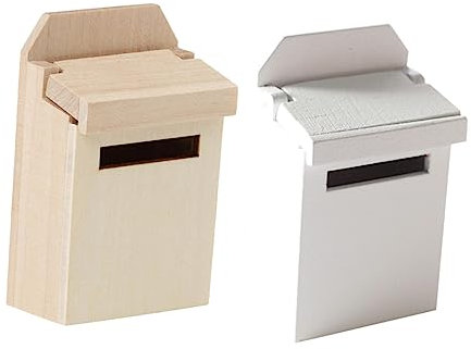 Vaguelly 2pcs Mini House Mailbox Scale Dollhouse Miniature Mailbox Model for Home Decor Natural for Dollhouse Accessories and Playhouse Supplies