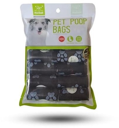 Sacchetti di ricambio per cani | sacchetti neri per escrementi | 12 pezzi di ricambio | Pet Poop Bags